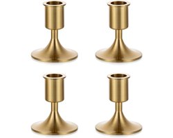Gouden Kandelaars Houder Metalen Kaarshouders Vintage Conische Kaarsenstandaard - Bruiloft Kerst Thanksgiving Kerstdiner Advent Mantel - Set van 4