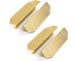Gouden kastgrepen, geborsteld messing, moderne ladegrepen, ladeknoppen voor kaptafels (4 stuks - 5,7 inch polygoon)