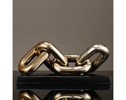 Gouden Ketting Sculptuur - Beeldje Decoratie - Huis Decoreren - Keramiek & Porselein - 28.5*10*10 cm - Goud