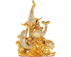 Gouden Kunst Keramiek Dolfijn Standbeeld Ornamenten Ambacht Accessoire Woonkamer Tv Kast Desktop Woonkamer Slaapkamer Bureau Decoratie Luxe Geschenk