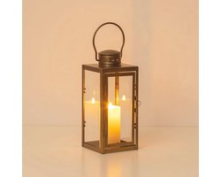 Gouden lantaarn voor buiten: 24 cm windlicht voor balkon, tuin en tafeldecoratie