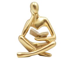 Gouden Leestbeeld voor Vrouwen, Abstracte Kunst Sculpturen, Moderne Aesthetic Figurine Decoratie, Geschikt voor Thuis, Woonkamer, Slaapkamer, Kantoor, Plank, Tafel, Bureau