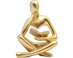 Gouden Leestbeeld voor Vrouwen, Abstracte Kunst Sculpturen, Moderne Aesthetic Figurine Decoratie, Geschikt voor Thuis, Woonkamer, Slaapkamer, Kantoor, Plank, Tafel, Bureau