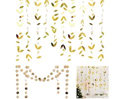 Gouden Lente Feestdecoraties - Bladeren Girlande Set, Papieren Hangende Bladeren, Versiering voor Thuis, Bruiloft en Kerstfeest