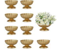 Gouden Metalen Bloemenvazen voor Bruiloft en Feestdecoratie - Set van 10 stuks voor Binnen Kamer Tafel - Decoratieve Potten en Plantenbakken