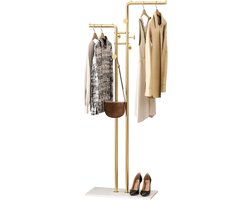 Gouden metalen kapstok - 170 cm jasrek met 5 haken - staand voor thuis en kantoor