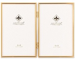 Gouden metalen lijst - geschikt voor 2 foto's - zwart fluweel - 10,2 x 15,2 cm