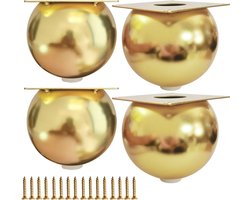 Gouden Metalen Meubelpoten 10,5 cm - Rond met Rubberen Basis voor Kasten, Tafels & Banken - Set van 4