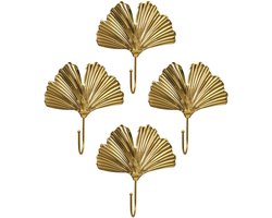 Gouden Muurhaken Met Bladvorm Van Ginkgo, 4 Stuks – Noordelijke Decoratieve Haken Voor Hal, Woonkamer En Slaapkamer, Roestvaste Stevige Houders, Veelzijdig Voor Sleutels, Jassen En Hoeden, Eenvoudige Montage