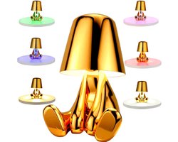 Gouden Nachtkastje Touch Tafellamp - schattige bureau decoratie draadloze oplaadbare nachtlamp - dimbare helderheid voor thuis kantoor slaapkamer - zittende stijl