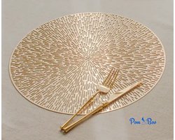 Gouden- Placemats - Rond - 38 cm - 4 stuks - Onderlegger - Hitte bestendig - Goud - Luxe uitstraling - Open gewerkt