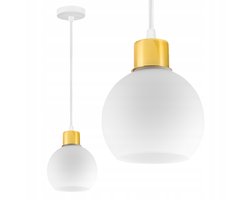 Gouden Plafondlamp met Melkwitte Glazen Bol - E27 Fitting