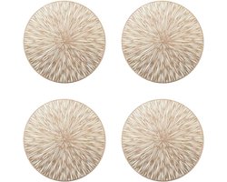 Gouden Ronde Onderzetters - Gouden Onderzetters Set Van 4 - Waterdicht En Antislip Ontwerp - Hittebestendig En Afwasbaar Materiaal - 38 Cm Diameter Goudkleurig Metaal - 4 Stuks In Set - Voor Eettafel Bruiloft Feest En Thuisdecoratie