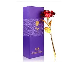 Gouden roos Rood in luxe geschenkverpakking | Bloemen |Verjaardagscadeau| Moederdag | Liefde | Rood | Kerstmis | Valentijnscadeau | Inclusief Giftbox