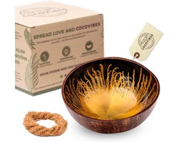 Gouden Sieradenschalen van Kokosnootschil met Anti-Kantel Ring – Decoratieve Fruitschaal voor Fruit - Snacks - Kaarsen en Snoep - Stijlvolle Ronde Gouden Schalen voor Moderne Interieur Decoratie