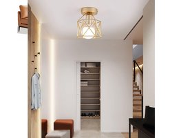 Gouden Smeedijzeren Plafondlamp, Plafonddecoratieverlichting, Half Ingebouwde Moderne LED-plafondlamp, Geschikt Voor Gangen, Eetkamers, Woonkamers En Badkamers, Zonder Lichtbron