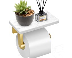Gouden toiletrolhouder met marmeren plank, toiletrolhouder DAYELIVE 304 roestvrij staal toiletrolhouder met boring, roestvrij mat toiletrolhouder wandmontage voor badkamer