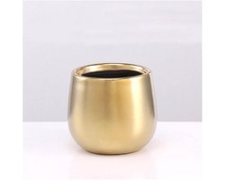 Gouden Vaas - Bloemenpot Decoratie - Bloemschikken Thuis - Metaal Met Messing Finish - Klein Formaat - Goudkleurig