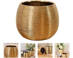 Gouden Vaas - Bloemstuk - Vazen - Woonaccessoires - Kuster Style - Bloempot - decoratie - Woonkamer - 16.7 x 13.2 x 12 CM