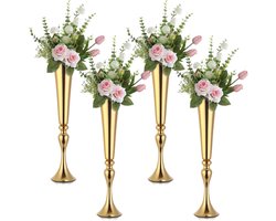 Gouden Vazen Set - Bruiloft Centerpieces - Tafeldecoratie - Set van 4 - 57 cm Hoog - Goud