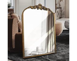 Gouden Vintage Barokke Wandspiegel - Antieke Messing Decoratieve Spiegel voor Ingang, Woonkamer, Badkamer