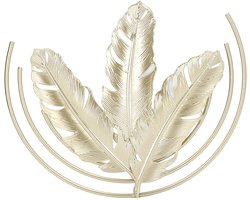 Gouden wanddecoratie, 3D stereobladeren wanddecoratie, ijzeren wandsculpturen, minimalistische moderne decoratie metalen huis hangende wandkunst, voor eigentijds, slaapkamer, woonkamer (B)