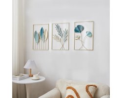 Gouden Wanddecoratie - Elegante Metalen Muurschildering - 1 stuk - 45x30 cm
