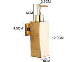 Gouden wanddispenser voor vloeistoffen en zeep, geschikt voor keukens en badkamers.