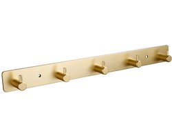 Gouden wandkapstok met 5 haken - installatie zonder boren