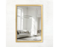Gouden Wandspiegel met Lijst 35x125 cm - Echte Glazen Spiegel, Handgemaakt