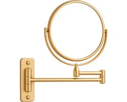 Gouden wandspiegel - Uittrekbaar - Rond - Vergroting 5x