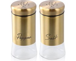 Gouden Zout- en Peperstrooier Set - Goud - 150 ml - Glazen Kruidenstrooiers met RVS Deksels - Voor Keuken en Eettafel