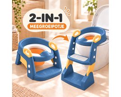 GoudenGracht Meegroeipotje 2-in-1 - Potje Peuter - Wc Verkleiner - Potje - Plaspotje - Wc Verkleiner met trapje - Toiletverkleiner - Blauw