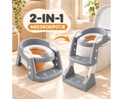 GoudenGracht Meegroeipotje 2-in-1 - Potje Peuter - Wc Verkleiner - Potje - Plaspotje - Wc Verkleiner met trapje - Toiletverkleiner - Grijs