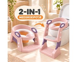 GoudenGracht Meegroeipotje 2-in-1 - Potje Peuter - Wc Verkleiner - Potje - Plaspotje - Wc Verkleiner met trapje - Toiletverkleiner - Roze