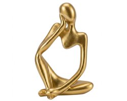 Goudkleurig abstract beeld denker figuur decoratief beeldhouwwerk ornament voor woonkamer kantoor bureau en boekenplank modern design