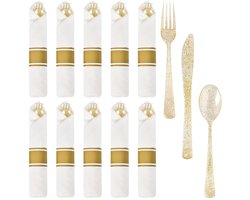 Goudkleurige kunststof bestekset - elegant design - set van 10 - BPA-vrij