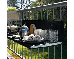 GoudmetHout Balkontafel Inklapbaar - Hoog Laag - Balkonbar - Balkon tafel - 99 cm - Hout - Black Wash