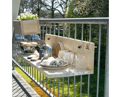 GoudmetHout Balkontafel Inklapbaar - Hoog Laag - Balkonbar - Balkon tafel - 99 cm - Hout - Transparant Wash