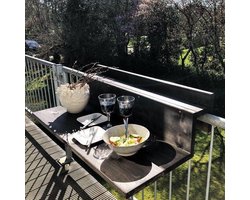 GoudmetHout Balkontafel Niet Inklapbaar XL - Balkonbar - Balkon tafel - Hout - 99 cm - Black wash - Reling breed