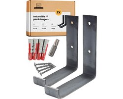 GoudmetHout® Industriële Plankdragers L-vorm UP - 15 cm - Stalen Plankdrager voor Wandschap, Muurrek of Wandconsole - Max 50 kg - 2 Stuks - Zonder Coating