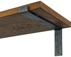 GoudmetHout Massief Eiken Wandplank - 100x25 cm - Donker eiken - Industriële plankdragers L-vorm zonder coating - Staal - Wandplank Hout