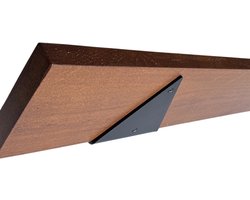 GoudmetHout - Massief Eiken Wandplank - 120x15 cm - Donker Eiken - Plankdrager driehoekvorm Mat Zwart - Boekenplank - Muurplank