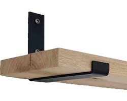 GoudmetHout Massief Eiken Wandplank - 120x20 cm - Industriële Plankdragers L-vorm Up - Staal - Mat Zwart - Wandplank industrieel
