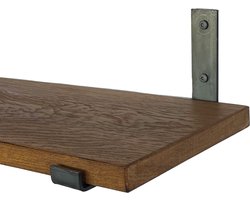 GoudmetHout Massief Eiken Wandplank - 120x25 cm - Donker eiken - Industriële plankdragers L-vorm UP zonder coating - Staal - Wandplank Hout