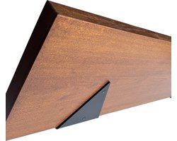 GoudmetHout - Massief Eiken Wandplank - 200x25 cm - Donker Eiken - Plankdrager driehoekvorm Mat Zwart - Boekenplank - Muurplank