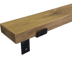 GoudmetHout Massief Eiken Wandplank - 40x10 cm - Industriële Plankdragers L-vorm - Staal - Zonder Coating