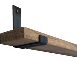 GoudmetHout Massief Eiken Wandplank - 40x10 cm - Industriële Plankdragers L-vorm Up - Staal - Zonder Coating