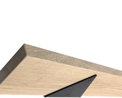GoudmetHout Massief Eiken Wandplank - 40x15 cm - Plankdrager driehoekvorm Mat Zwart - Boekenplank - Muurplank