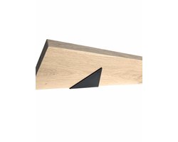 GoudmetHout Massief Eiken Wandplank - 40x20 cm - Plankdrager driehoekvorm Mat Zwart - Boekenplank - Muurplank